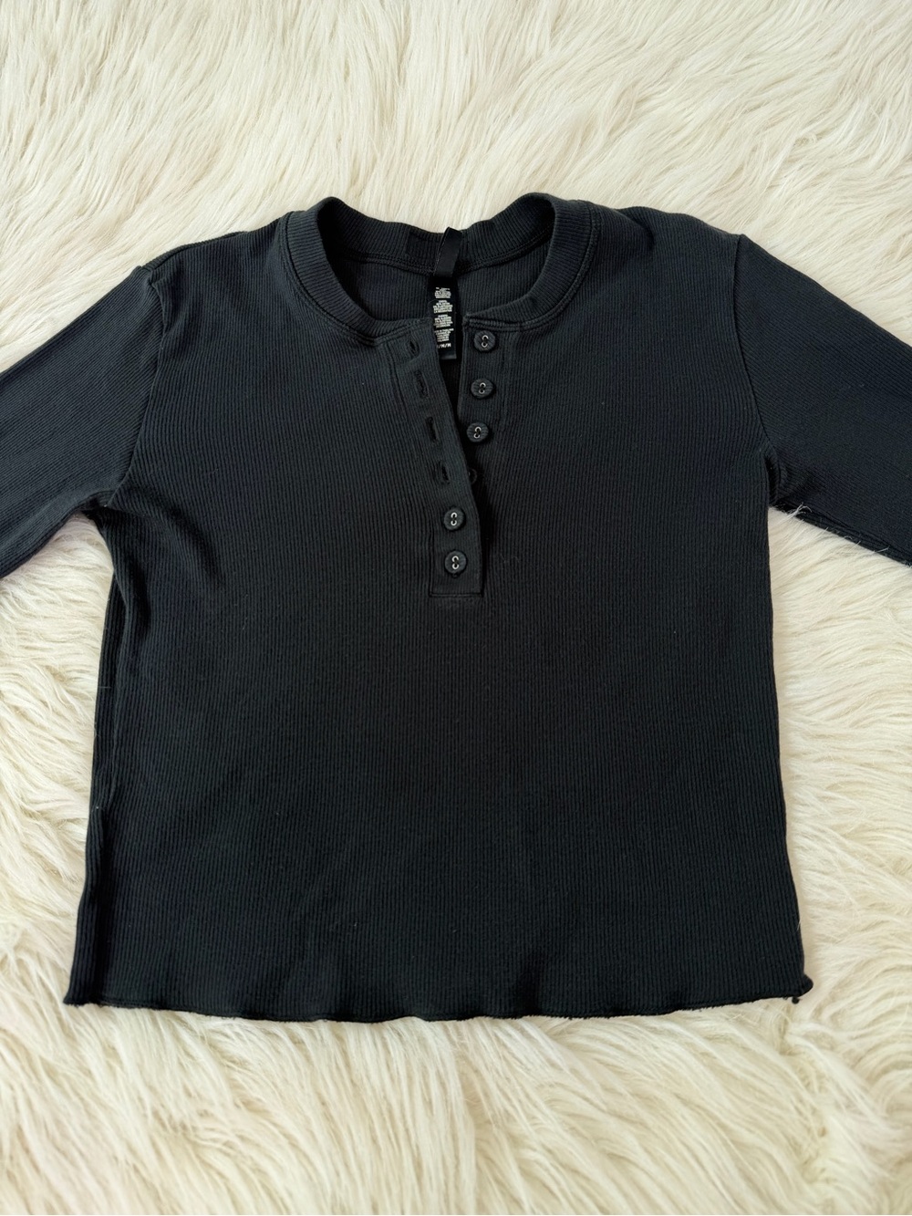 Skins Cropped Ribbed Henley Top - Picture 6 of 8